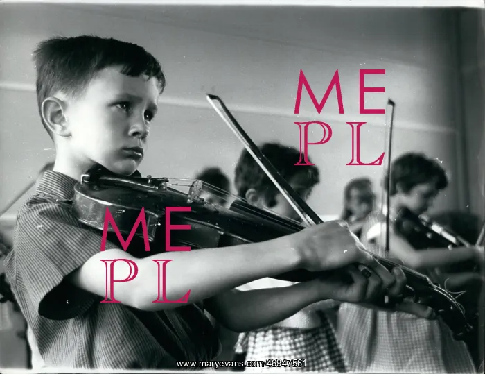 : Schoolchildren in a violin class : Schoolchildren in a violin class