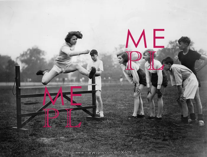 : Schoolgirls at hurdles training : Schoolgirls at hurdles training
