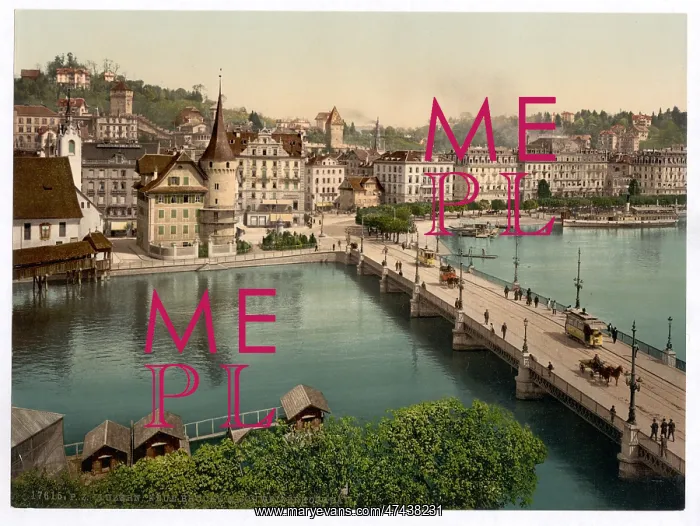: The Schweizerhof Quay, and New Bridge, Lucerne, Switzerland : The Schweizerhof Quay, and New Bridge, Lucerne, Switzerland