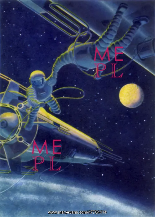 : Sci Fi - Two Spacemen floating in Orbit : Sci Fi - Two Spacemen floating in Orbit