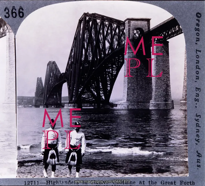 : Two Scots Highlanders Soldiers by Forth Bridge : Two Scots Highlanders Soldiers by Forth Bridge