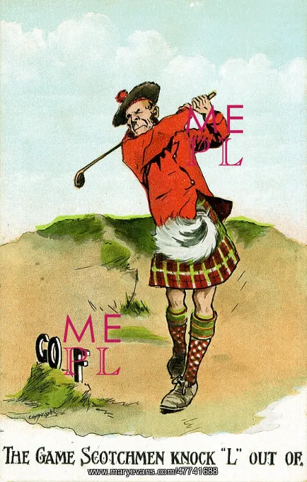  : A Scotsman in kilt in a golf swing
