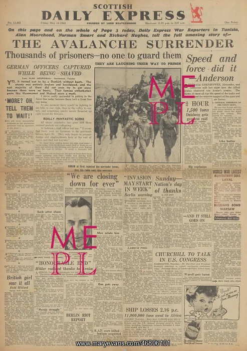 : Scottish Daily Express - Capture of General von Arnim : Scottish Daily Express - Capture of General von Arnim