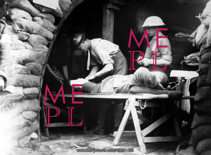 : Scottish territorials being examined in a dressing : Scottish territorials being examined in a dressing