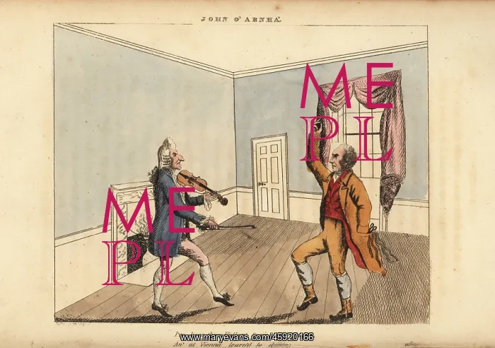 : Scottish traveller dancing a jig with a violinist : Scottish traveller dancing a jig with a violinist