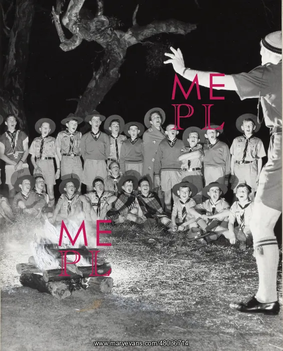 : Scouts singing round a campfire, Australia : Scouts singing round a campfire, Australia
