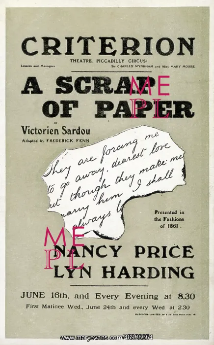: A Scrap of Paper, Criterion Theatre, Piccadilly Circus, Lond : A Scrap of Paper, Criterion Theatre, Piccadilly Circus, Lond