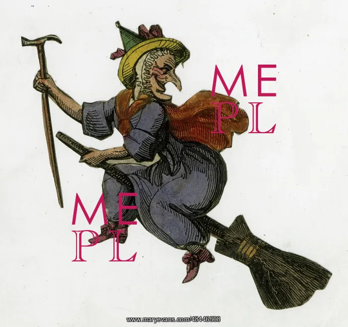 : Scrap, Witch flying on a broomstick : Scrap, Witch flying on a broomstick