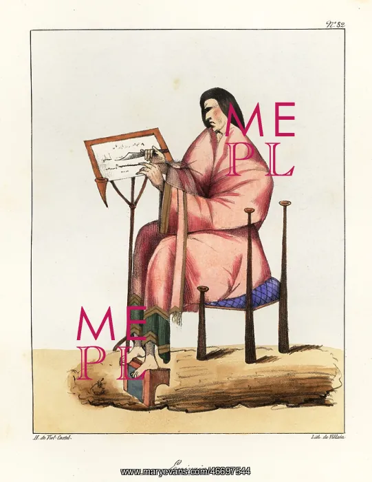 : Scribe at work with quill and knife at a writing : Scribe at work with quill and knife at a writing