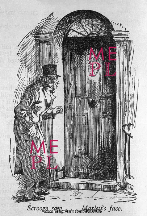 : SCROOGE SEES MARLEY FACE : SCROOGE SEES MARLEY FACE