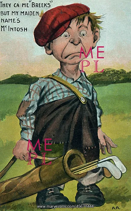 : Scruffy young miserable Scottish golfing caddy : Scruffy young miserable Scottish golfing caddy
