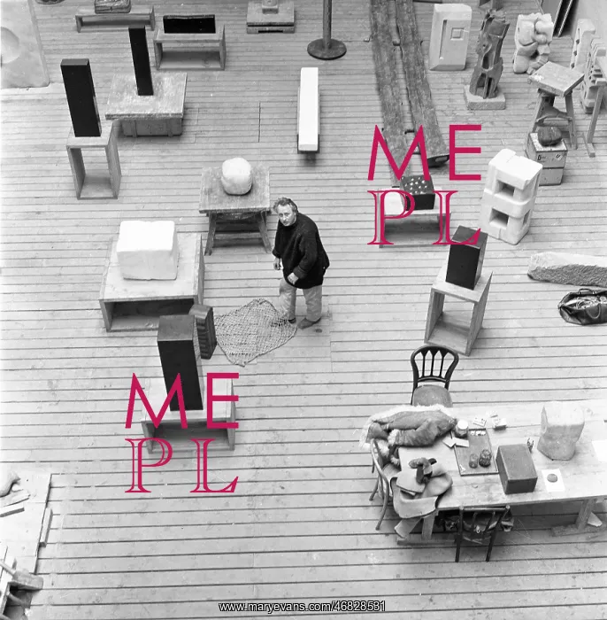: Sculptor Karl Prantl in his studio : Sculptor Karl Prantl in his studio