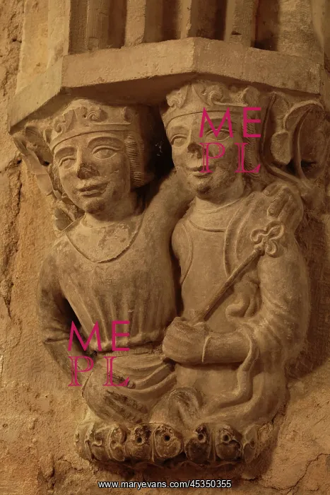 : Sculptural detail, Crypt, Bourges Cathedral, Bourges : Sculptural detail, Crypt, Bourges Cathedral, Bourges