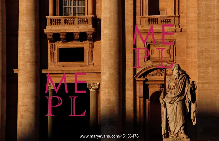 : Rome. Detail of sculpture and columns, St Peter's Cathedral : Rome. Detail of sculpture and columns, St Peter's Cathedral