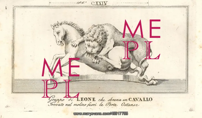 : Sculpture of a lion attacking a horse : Sculpture of a lion attacking a horse