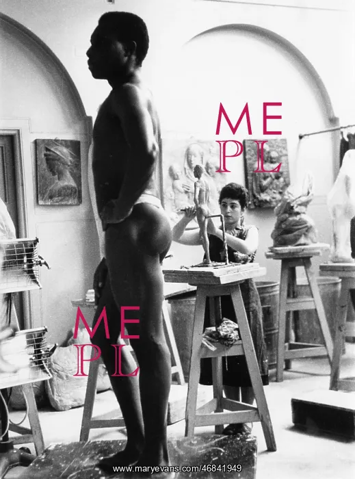 : Sculpture student and model at Central School of Art : Sculpture student and model at Central School of Art