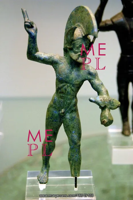 : Sculpture of a warrior in attack attitude. Bronze. 475-450 B : Sculpture of a warrior in attack attitude. Bronze. 475-450 B