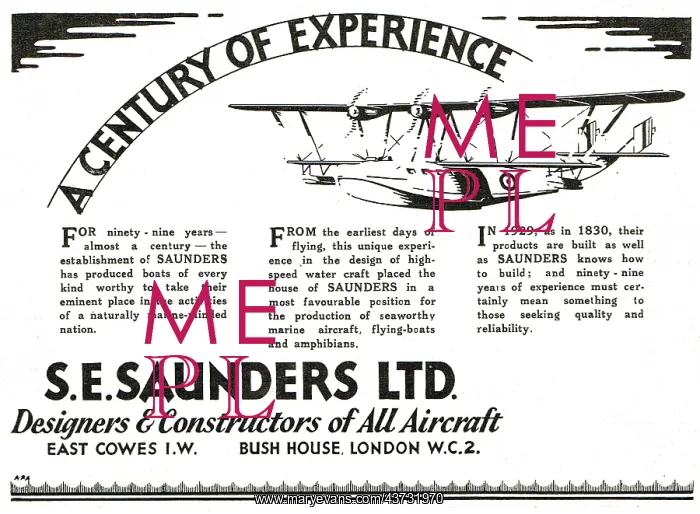 : S.E. Saunders Aircraft - Since The Earliest days Of Flying : S.E. Saunders Aircraft - Since The Earliest days Of Flying