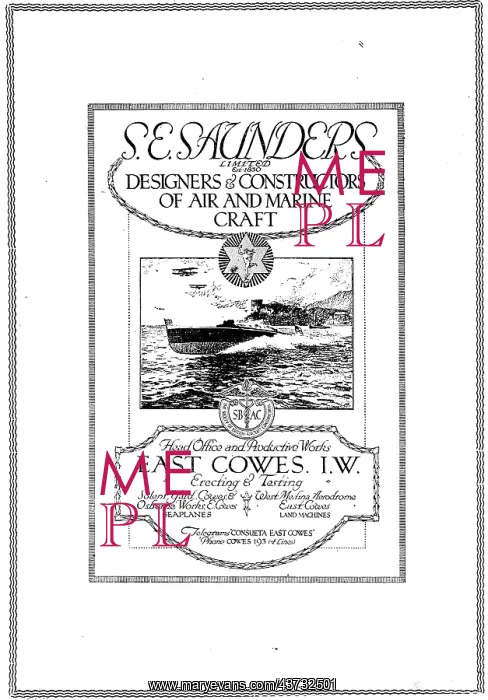 : S.E. Saunders - Designers & Constructors Of Aircraft : S.E. Saunders - Designers & Constructors Of Aircraft