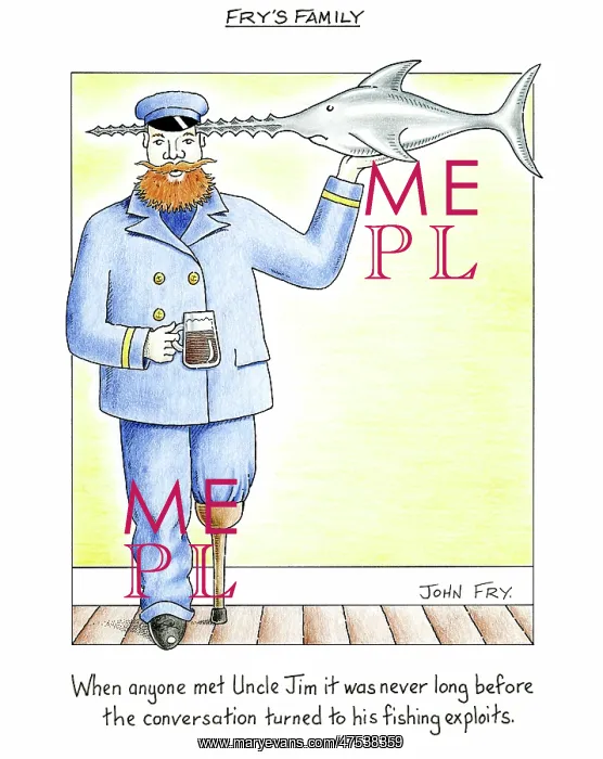 : Sea Captain with pint of beer and Swordfish : Sea Captain with pint of beer and Swordfish