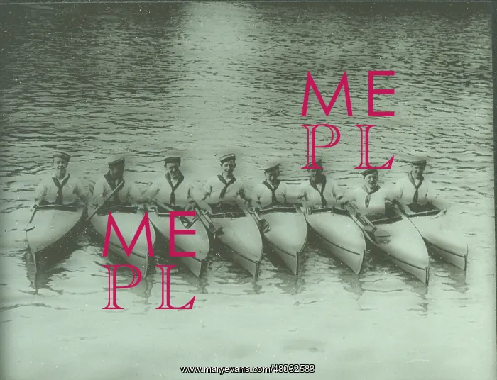 : Eight Sea Scouts in their canoes : Eight Sea Scouts in their canoes