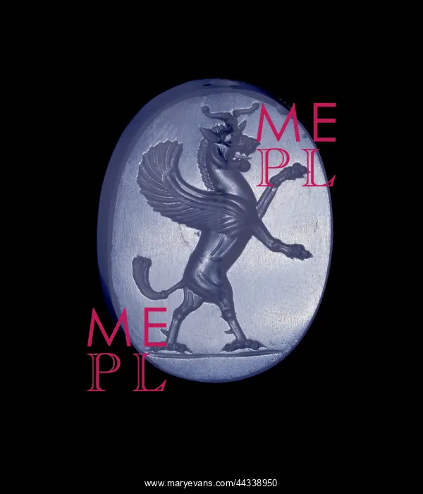 : Sealstone decorated with a winged, horned lion : Sealstone decorated with a winged, horned lion
