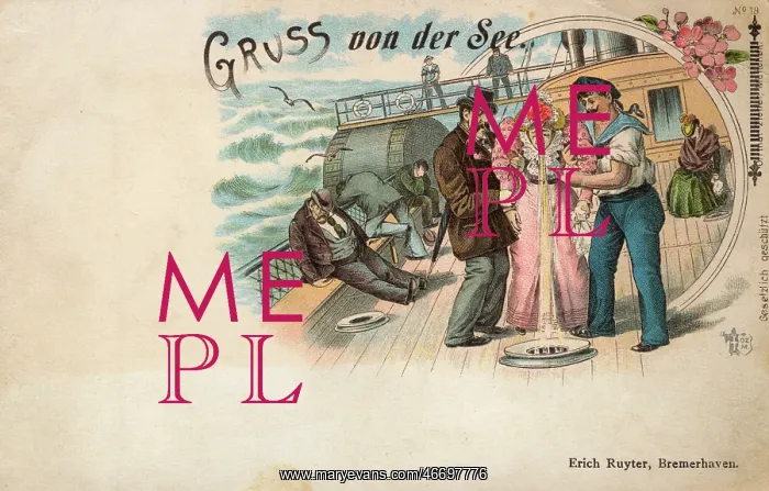 : Seasickness - Satirical Greetings Postcard : Seasickness - Satirical Greetings Postcard