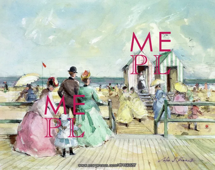 : Seaside ? Victorian scene with bathing huts : Seaside ? Victorian scene with bathing huts