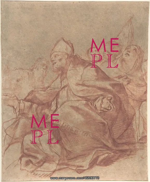 : Seated Bishop with Arms Extended and Three Attendant : Seated Bishop with Arms Extended and Three Attendant