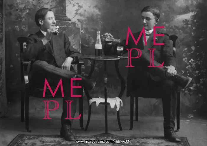  : Two Seated Men Drinking Beer