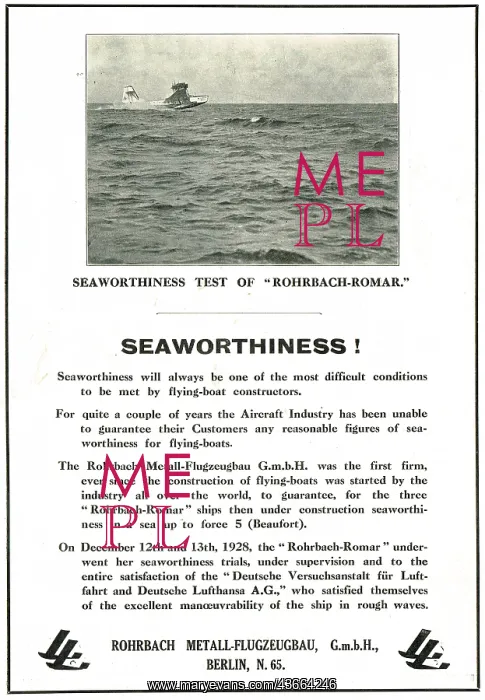 : Seaworthiness Test Of Rohrbach Romar : Seaworthiness Test Of Rohrbach Romar