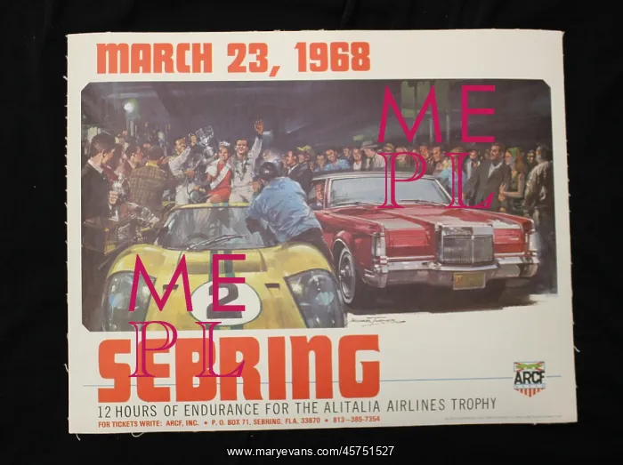 : Sebring 23 March 1968 colour lithograph by Michael Turner : Sebring 23 March 1968 colour lithograph by Michael Turner