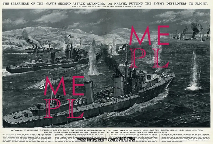 : Second British action in Narvik harbour by G. H. Davis : Second British action in Narvik harbour by G. H. Davis