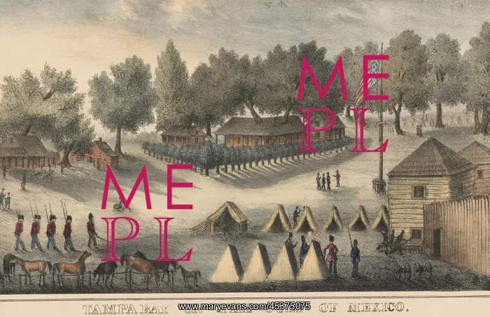 : Second Seminole War, 1835-42. US Army camp : Second Seminole War, 1835-42. US Army camp