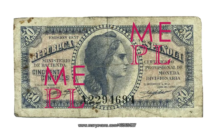  : Second Spanish Republic. Obverse of a 50 cents