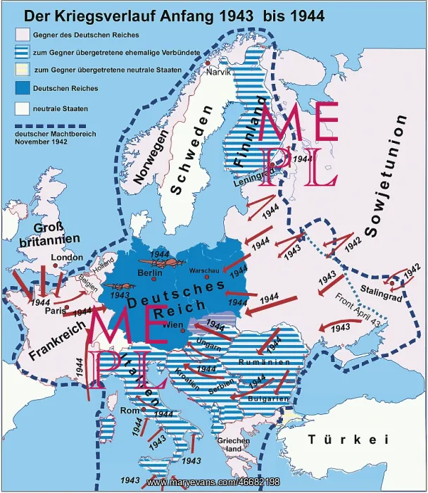 : Second World War Map 1943-1944 : Second World War Map 1943-1944