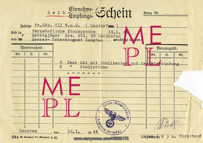 : Second World War / WWII, Germany, delivery coupon : Second World War / WWII, Germany, delivery coupon