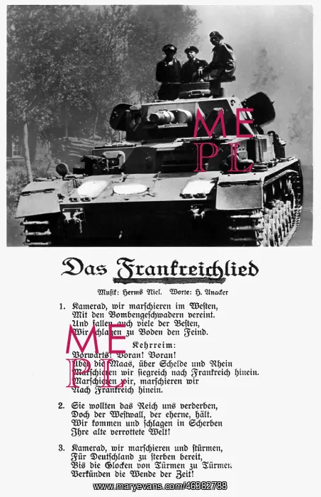 : Second World War / WWII, propaganda, Das Frankreichlied : Second World War / WWII, propaganda, Das Frankreichlied