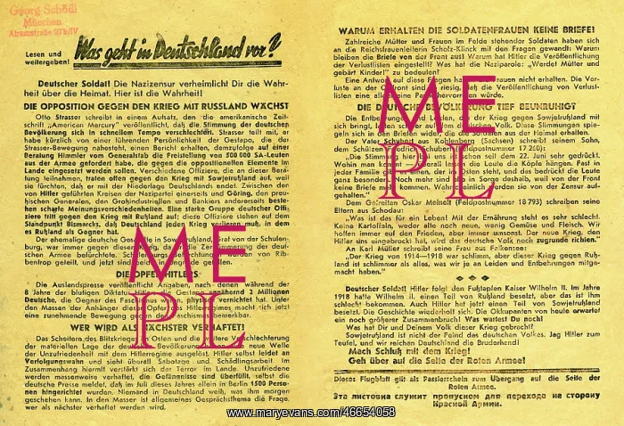 : Second World War / WWII, propaganda, Soviet leaflet : Second World War / WWII, propaganda, Soviet leaflet