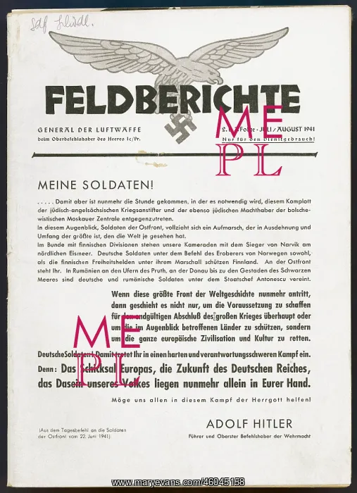 : Second World War / WWII, propaganda, title page : Second World War / WWII, propaganda, title page