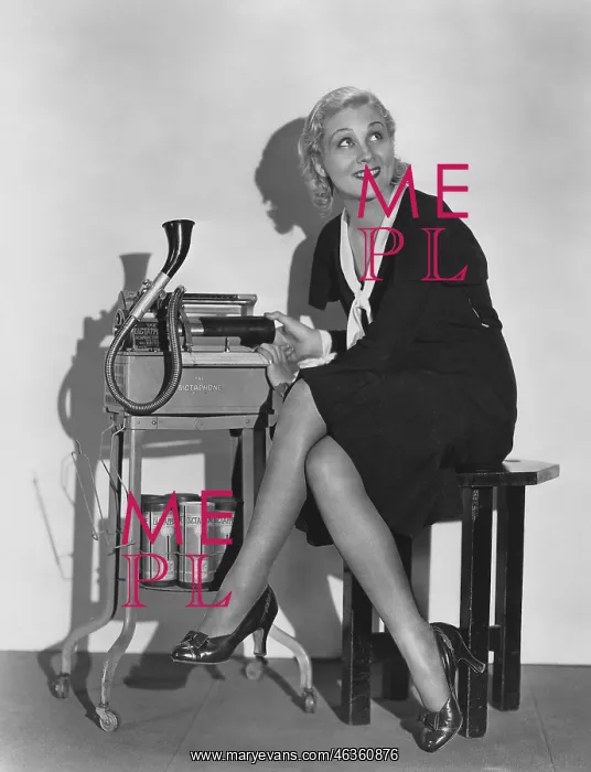 : Secretary with dictaphone : Secretary with dictaphone