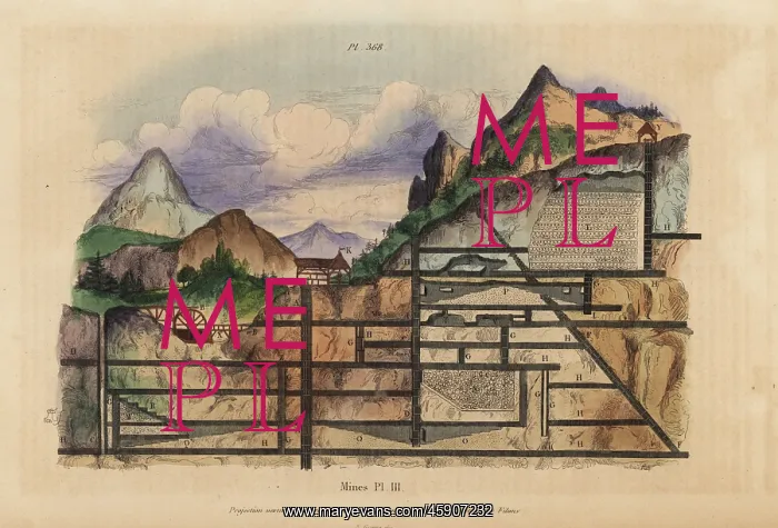 : Section through an 18th century European mine : Section through an 18th century European mine