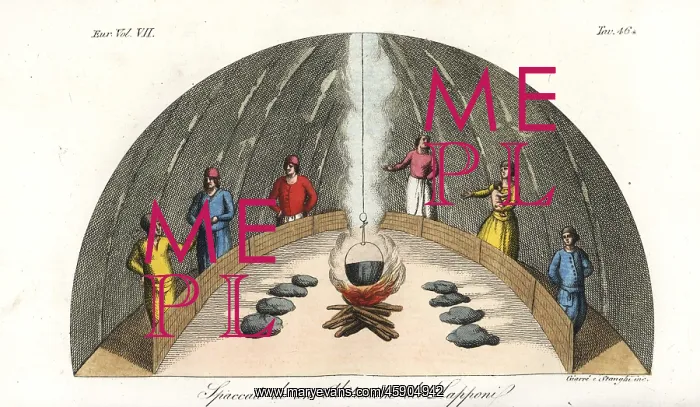 : Section through a dome-shaped Lapp (Sami) house : Section through a dome-shaped Lapp (Sami) house