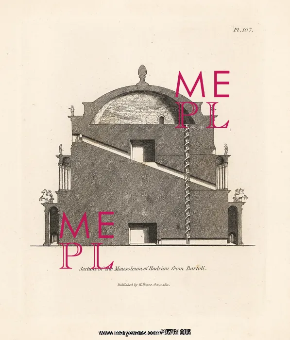: Section through the Mausoleum of Hadrian in : Section through the Mausoleum of Hadrian in