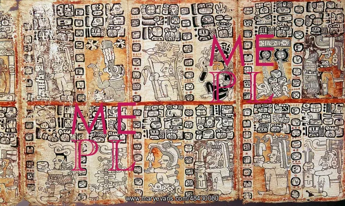 : Section from the Mayan Troano Codex. Maya peoples : Section from the Mayan Troano Codex. Maya peoples