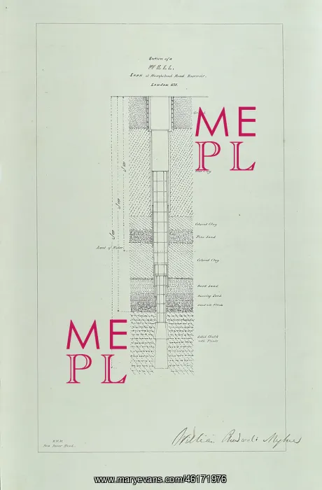 : Section of a well sunk at Hampstead Road Reservoir : Section of a well sunk at Hampstead Road Reservoir