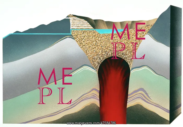 : Section through volcano crater lake : Section through volcano crater lake