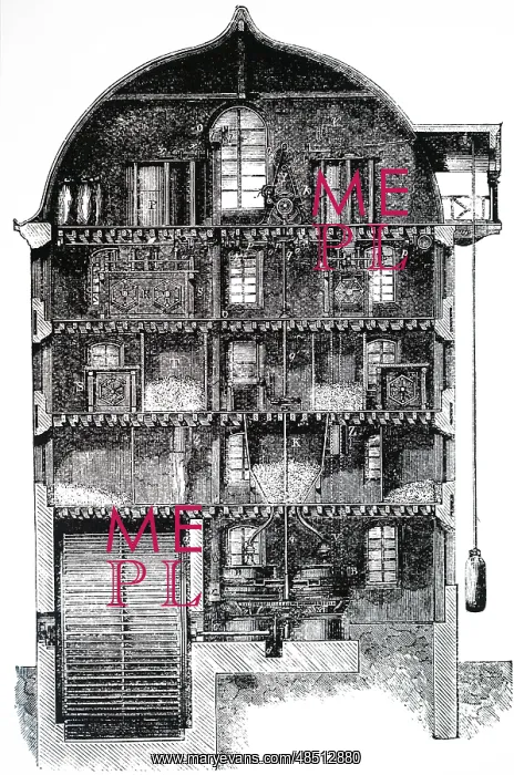 : A sectional view of a flour mill : A sectional view of a flour mill