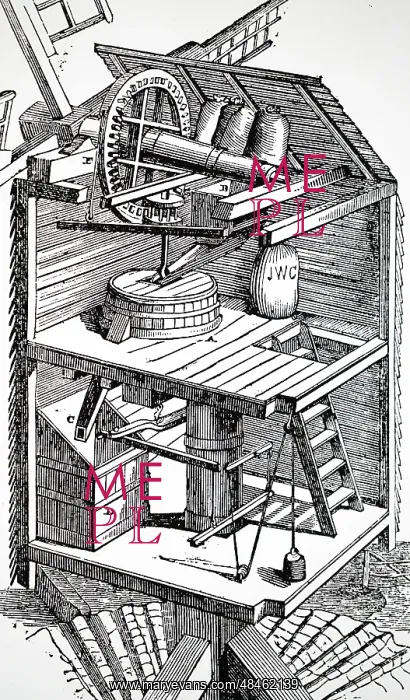  : Sectional view of a post mill