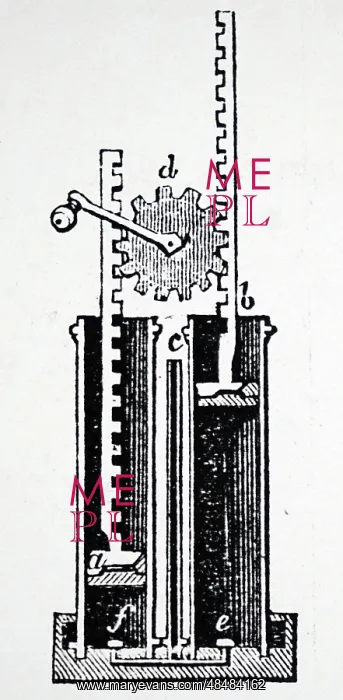 : Sectional view of rack-and-pinion gearing for : Sectional view of rack-and-pinion gearing for